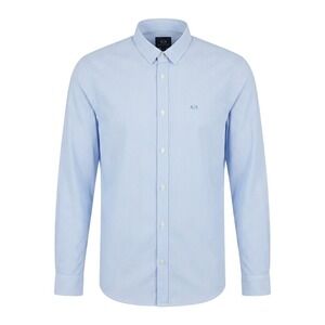 NEW Armani Exchange Men's XL Slim Fit Blue White Striped Long Sleeve Shirt - CJ